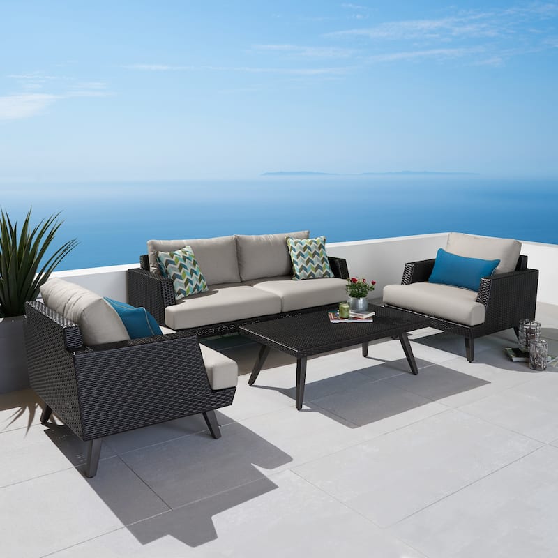 Portofino Casual 4 Piece Sunbrella Outdoor Patio Loveseat Group