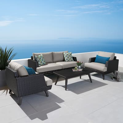 Portofino Casual 4 Piece Sunbrella Outdoor Patio Loveseat Group