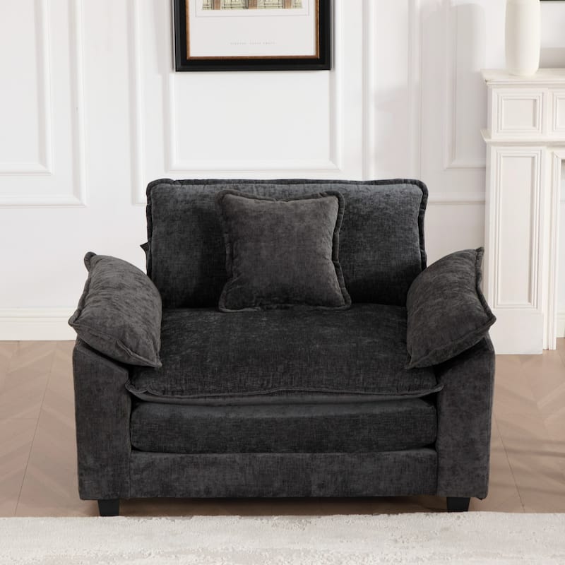 Oversized Single Sofa Chair Chenille Accent Chair Cloud Couch Lounge Chair - Black