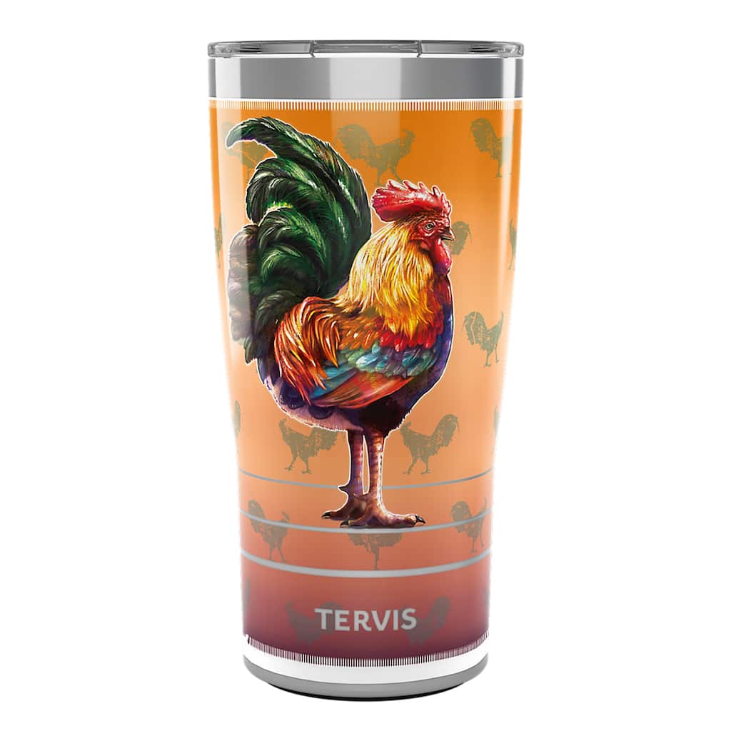 Tervis Traveler Rooster Pattern Triple Walled Insulated Travel Tumbler, Stainless Steel - 20oz