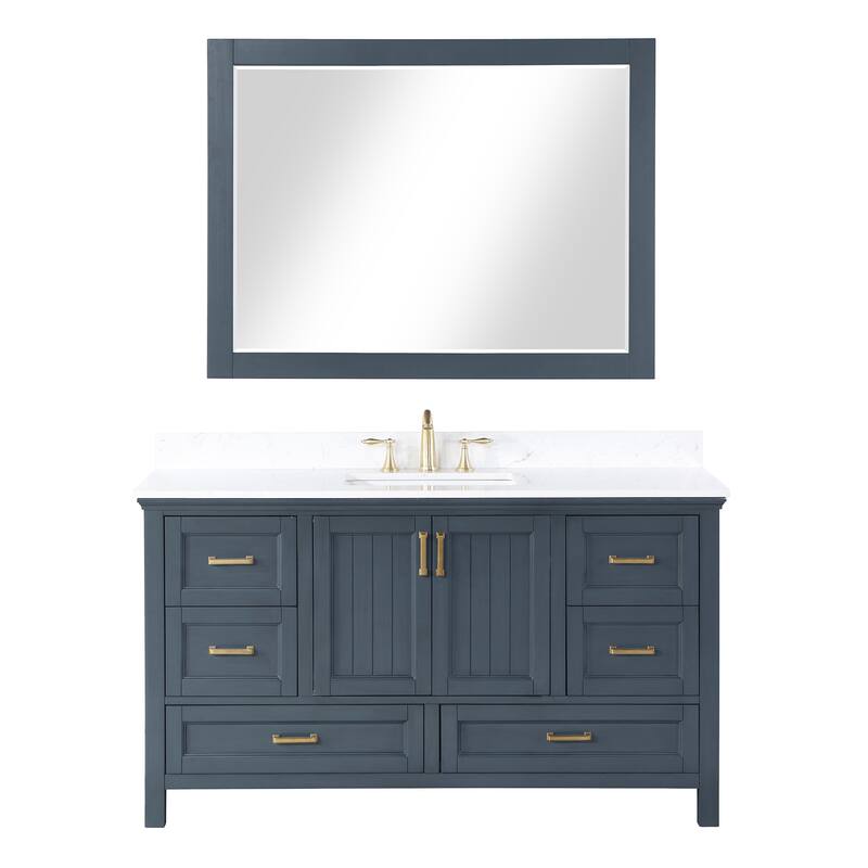 Altair Isla 60" Bathroom Vanity in Classic Blue with Countertop,with Mirror - 60 in.