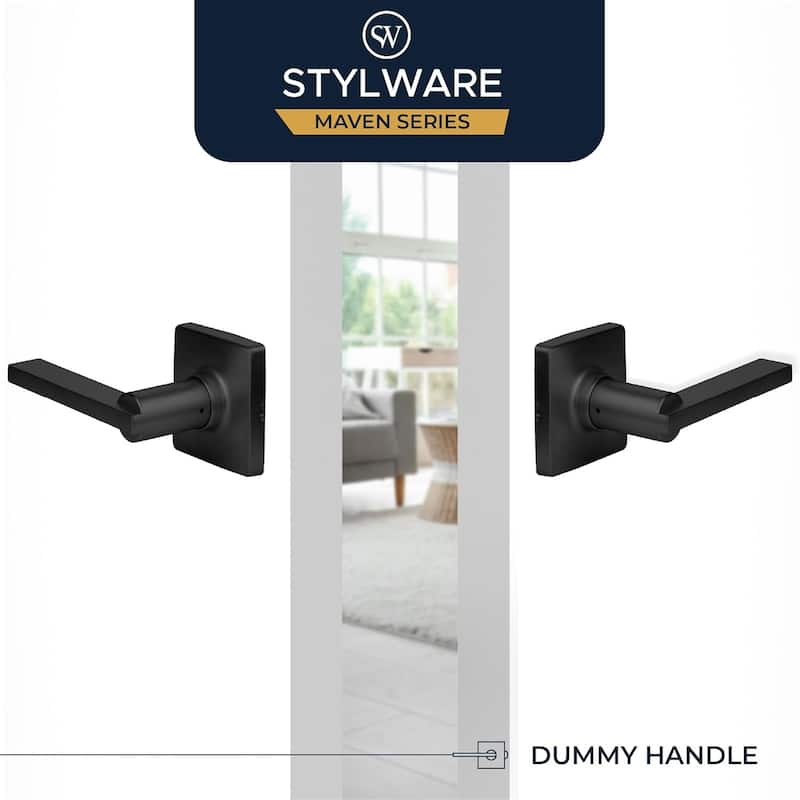 Stylware Maven Square Door Handles Lever | Reversible Handing for Standard Door Sizes | Interior Privacy, Passage & Dummy Use