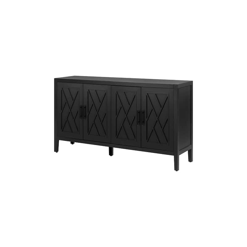 4 Door Wooden Sideboard for Living room Dining room Hallway entryway - Black