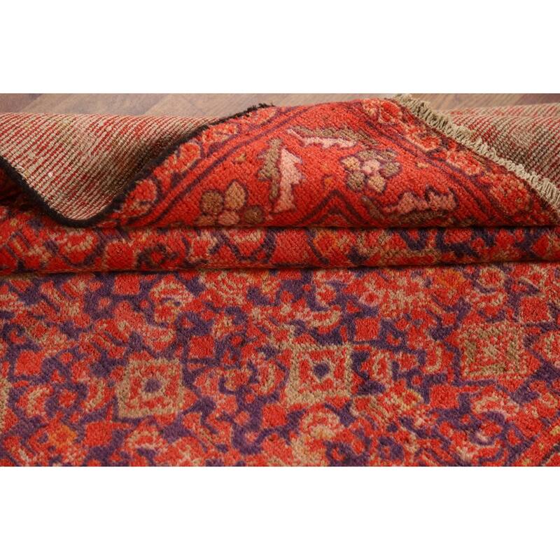 Geometric Malayer Antique Persian Runner Rug Handmade Wool Carpet - 3'3" x 9'2"