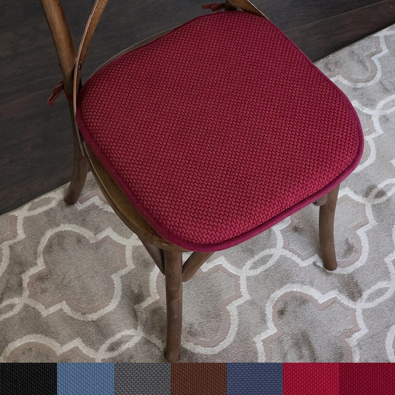 Sweet Home Collection Honeycomb Memory Foam Non Slip Chair Cushion Pad with Ties 16" x 16"