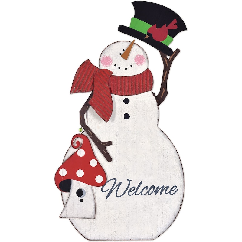Snowman Top Hat Porch Sitter 30"
