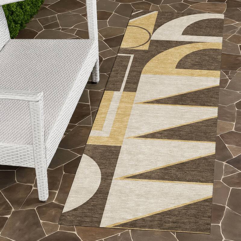 Machine Washable Indoor/ Outdoor Modern Crowley Chantille Rug - Chocolate - 2'3" x 7'6"
