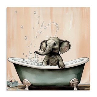Stupell Baby Elephant Bubble Bath Canvas Wall Art Design By Sasha - Bed ...