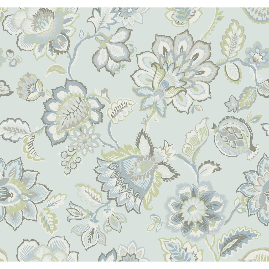 A-Street Prints Corona Light Blue Jacobean Wallpaper