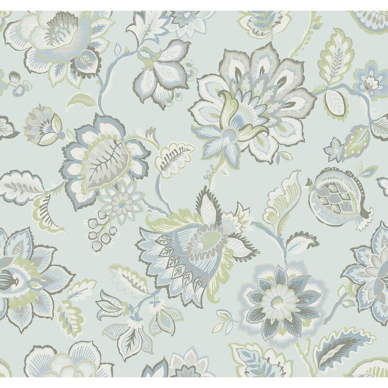 A-Street Prints Corona Light Blue Jacobean Wallpaper