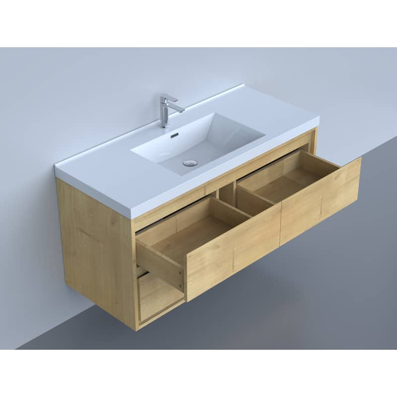 Sage 60" wall mounted bathroom vanity with single basin acrylic top