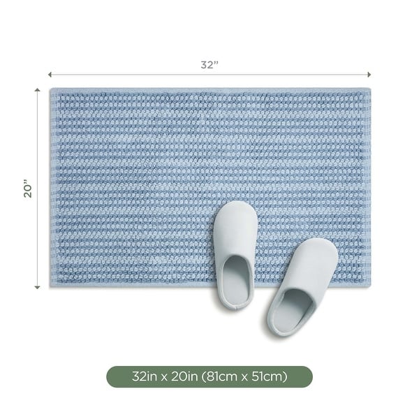 dimension image slide 4 of 5, Martex Restore Cotton Bath Rug Soft Absorbent Quick-Dry Stripe