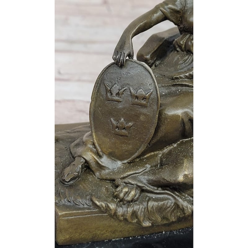 Fortuna Roman Goddess Of Prosperity W/ Cornucopia Lion - Bronze Sculpture By Milo