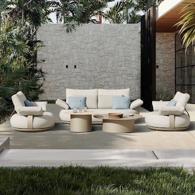 HIGOLD - Calla Thick Sofas Outdoor Patio Conversation Set for 4 Person, Aluminum