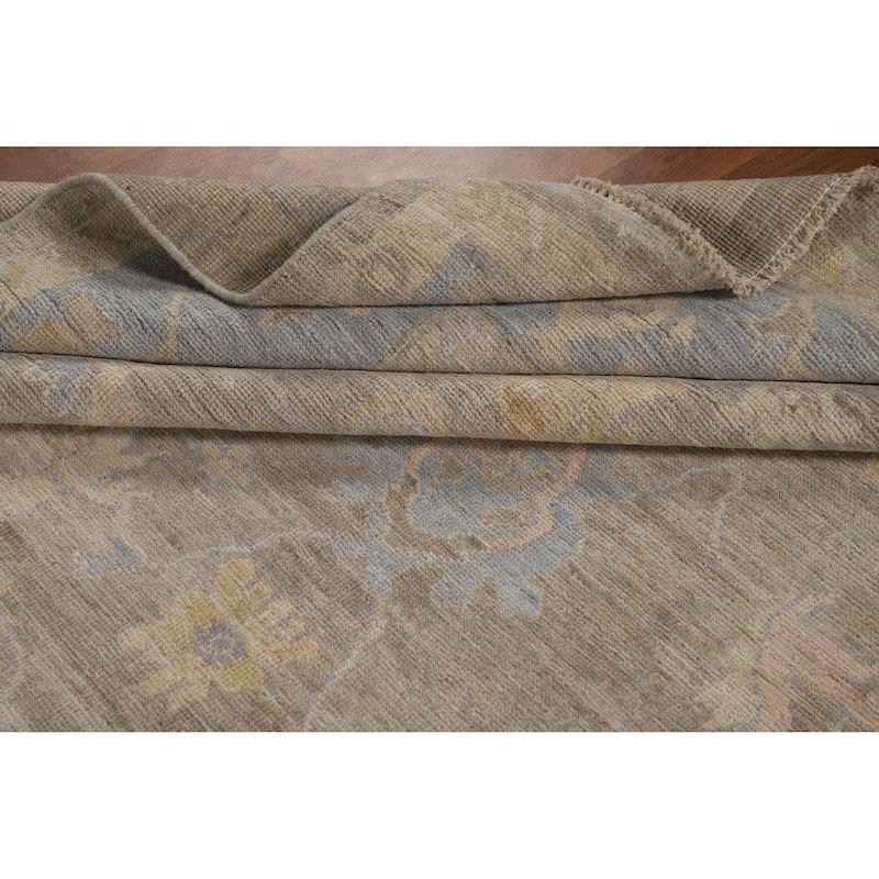 Vegetable Dye Oushak Turkish Rug Handmade Transitional Wool Carpet - 7'11"x 9'10"