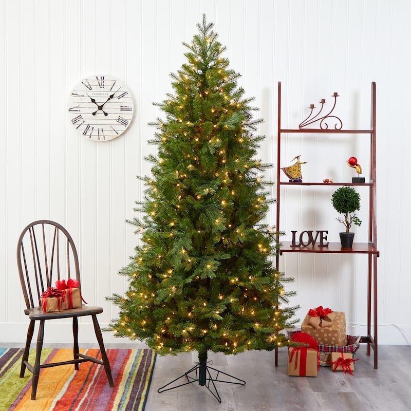 7ft. Fir Artificial Christmas Tree with 450 Warm White Lights and 1153 Bendable Branches - Radiant Holiday Glow