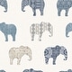 preview thumbnail 3 of 4, Galerie Wallcoverings Just 4 Kids 2 Elephants Motif Non-woven Matte Wallpaper Roll 33 feet x 21 inches - Blue