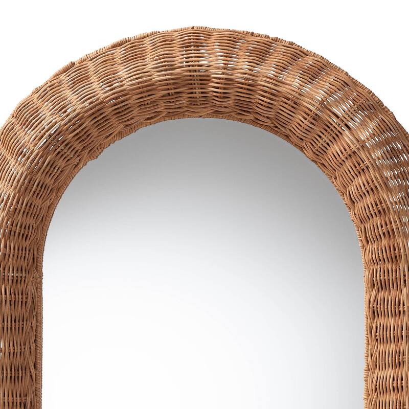 Brisia Rattan Wall Mirror - Handwoven Wicker Framed Mirror for Entryway, Living Room, or Bedroom, Natural