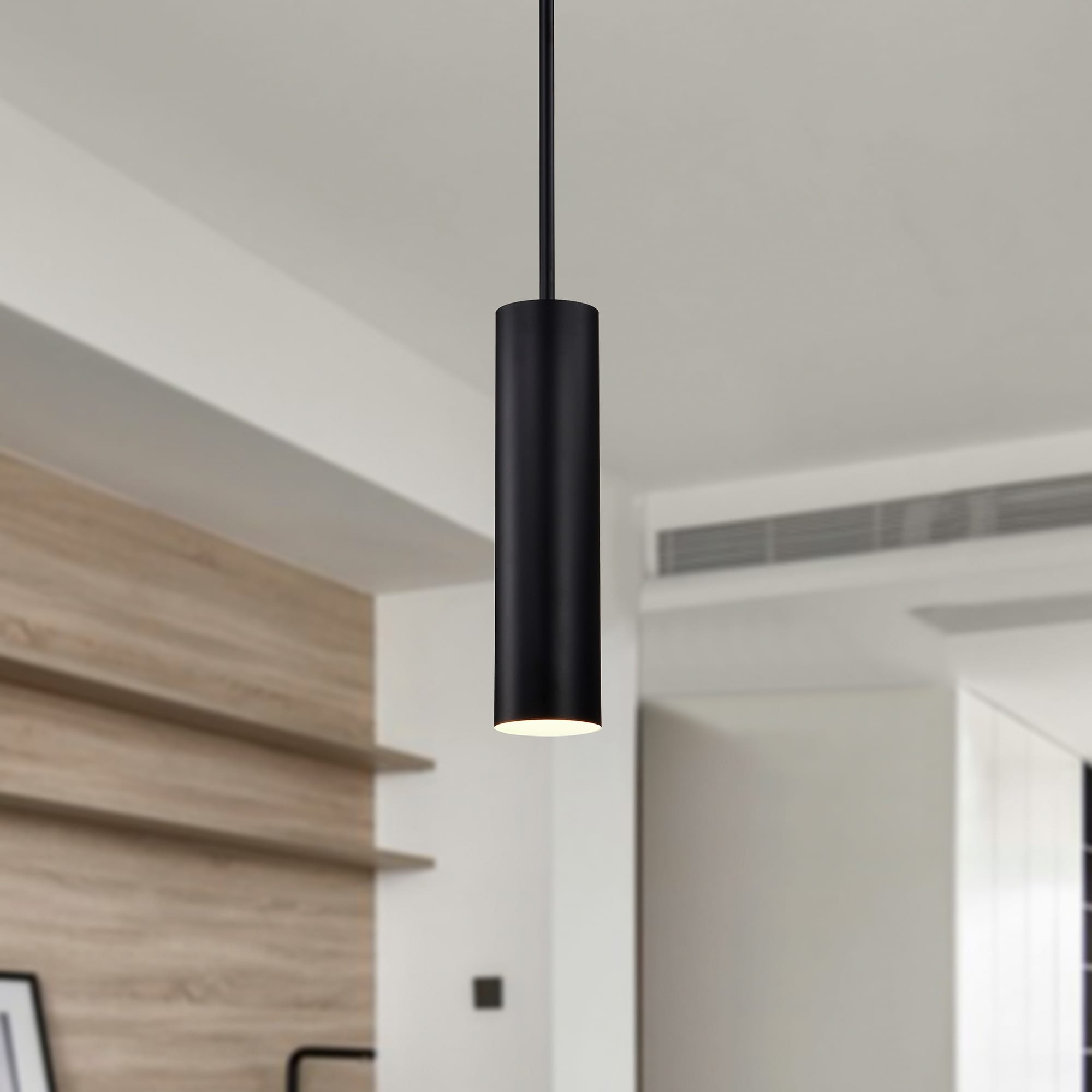 Matte black cylinder pendant light on sale