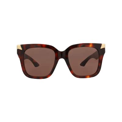 Alexander McQueen Square-Frame Recycled Acetate Sunglasses, Brown Lens, Shiny Dark Reddish Havana Frame
