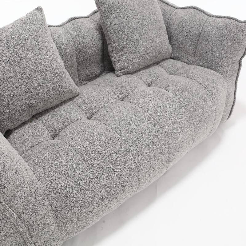 66" Chenille Square Beanbag Chair with High-Resilience Foam Core, Armrests and Handle
