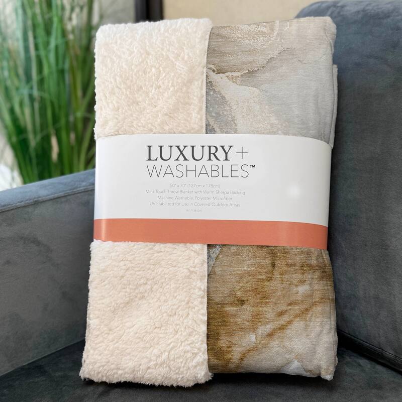Premium Machine Washable Abstract Contemporary Sherpa Throw Blanket