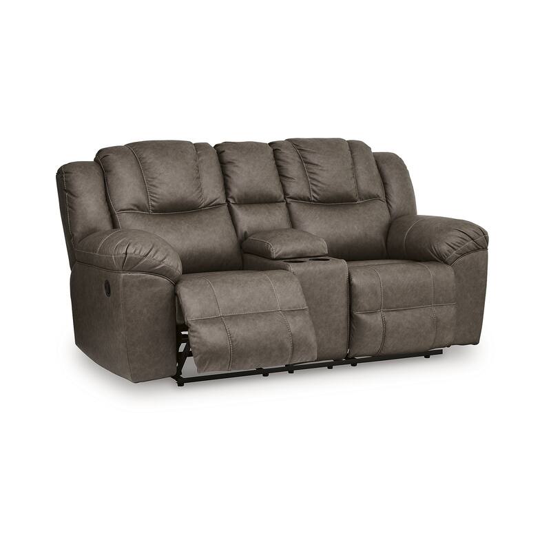Signature Design by Ashley Windsley Dark Brown Reclining Loveseat with Console - 82" W x 41" D x 42" H