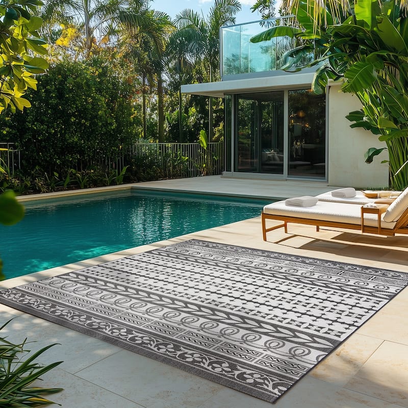 Gertmenian Paseo Burke Bohemian Striped Polypropylene Flatweave Indoor/ Outdoor Area Rug