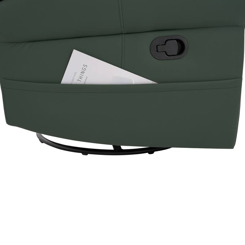 Manual Recliner 270°Swivel Rocker Chair PU Leather Recliner with Massage and Heating, Dual Reclining Positions and Side Pocket