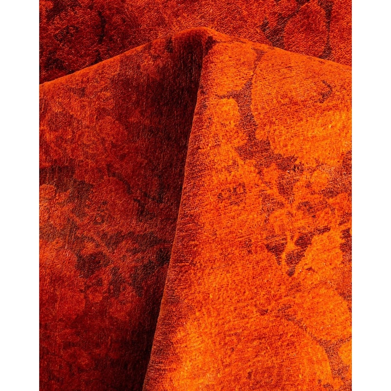 Fine Vibrance One-of-a-Kind Hand-Knotted Area Rug - Orange, 6' 1" x 6' 5" - 6' 1" x 6' 5"