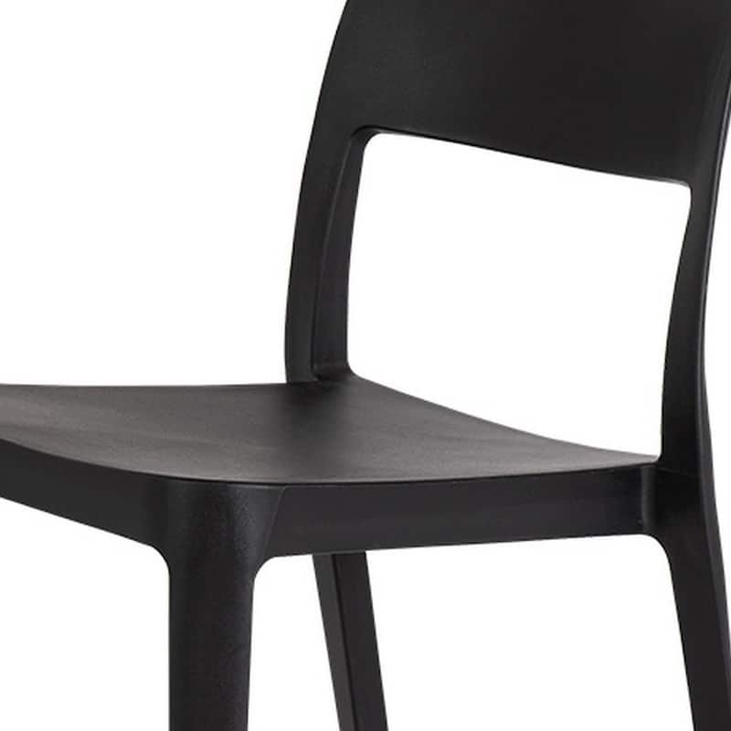 HomeRoots Set of Two Black Heavy Duty Plastic Outdoor Stacking Accent Chairs