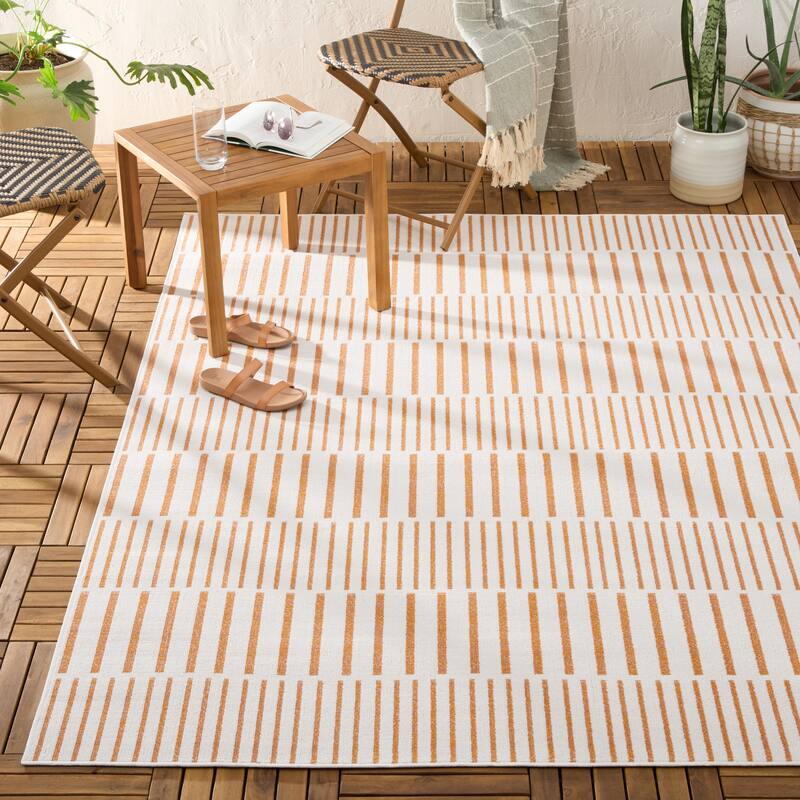 TOMMY BAHAMA Poolside Offset Stripe Indoor Outdoor Area Rug, Stripe Modern Design, UV Fade Resistant