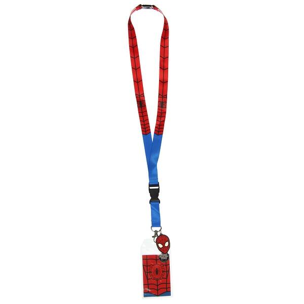 Shop Spider Man Classic Id Lanyard Badge Holder With 1 5 Rubber Charm Pendant And Collectible Sticker Overstock 30780248