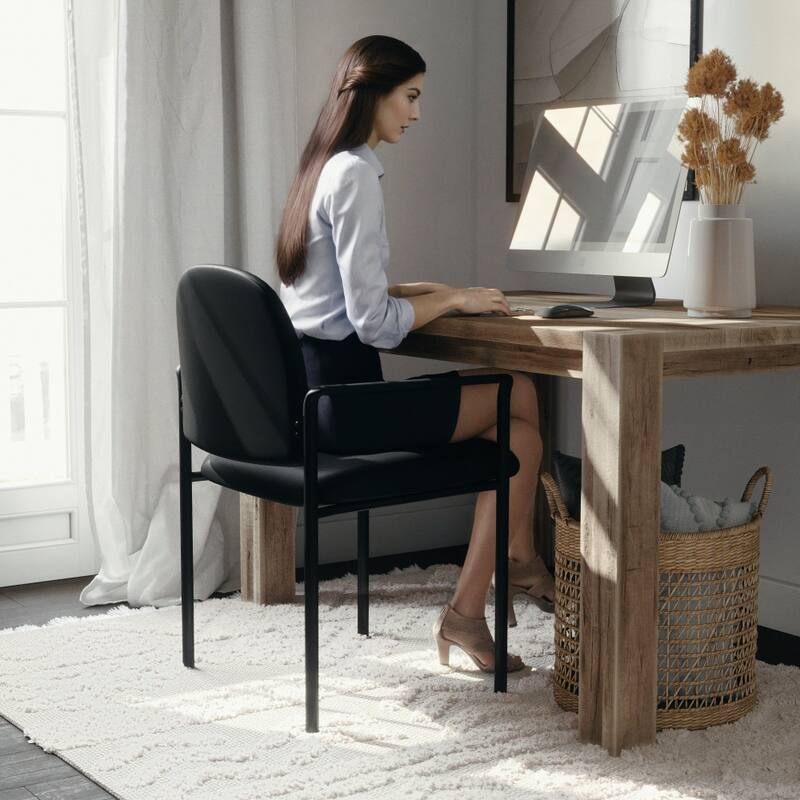 Comfort Stackable Steel Side Reception Chair with Arms