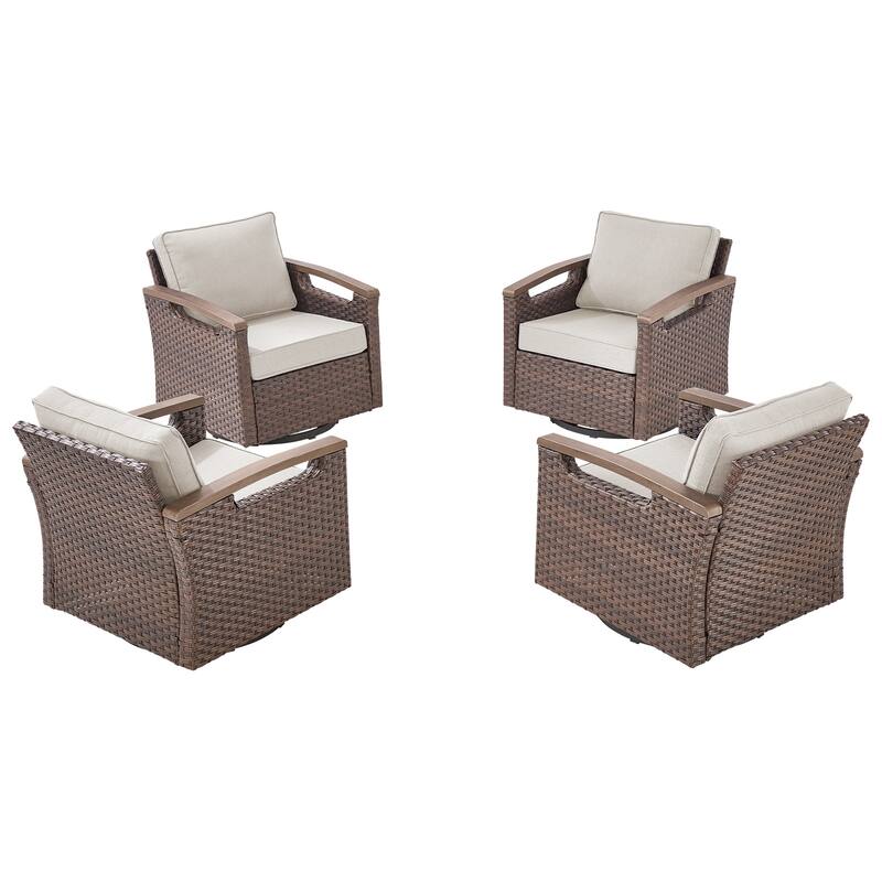 Pocassy Outdoor Swivel Chair with Cushion Set