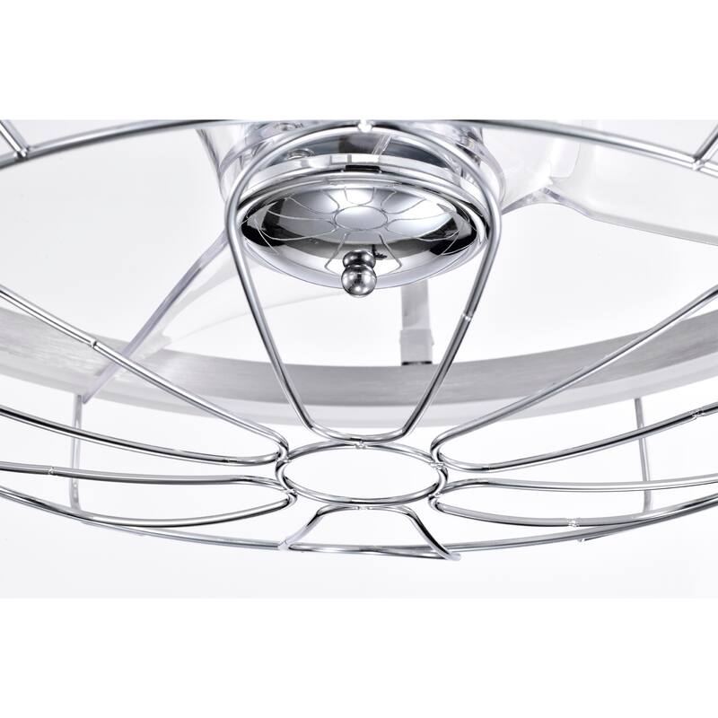 Dhooma 25 Inch Chrome Finished Modern LED Ceiling Fandelier with Remote - N/A