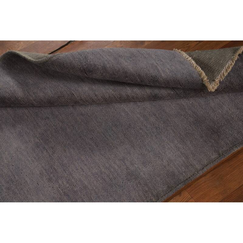 Gray Blue Gabbeh Modern Rug Hand-Knotted Wool Carpet - 3'4" x 4'10"