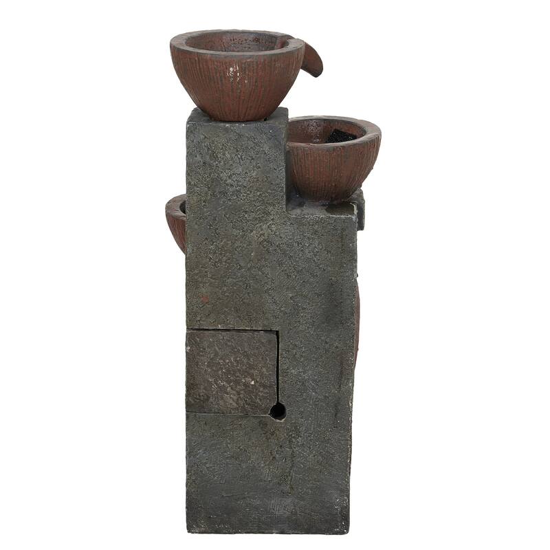 24" LED Lighted Cascading Four Tier Outdoor Garden Water Fountain