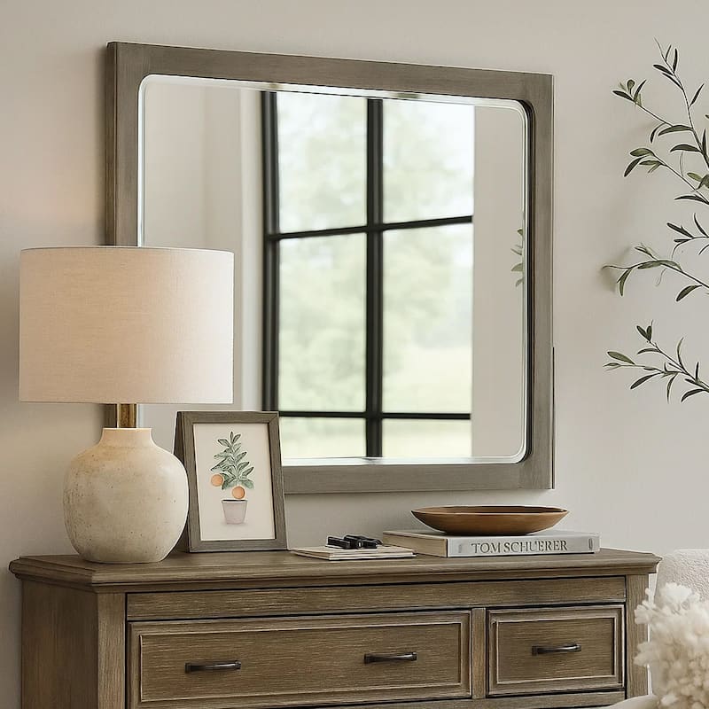 Thorne Dresser Mirror, Warm Gray Rubberwood, Beveled Edge, 40 Inch - Warm Gray
