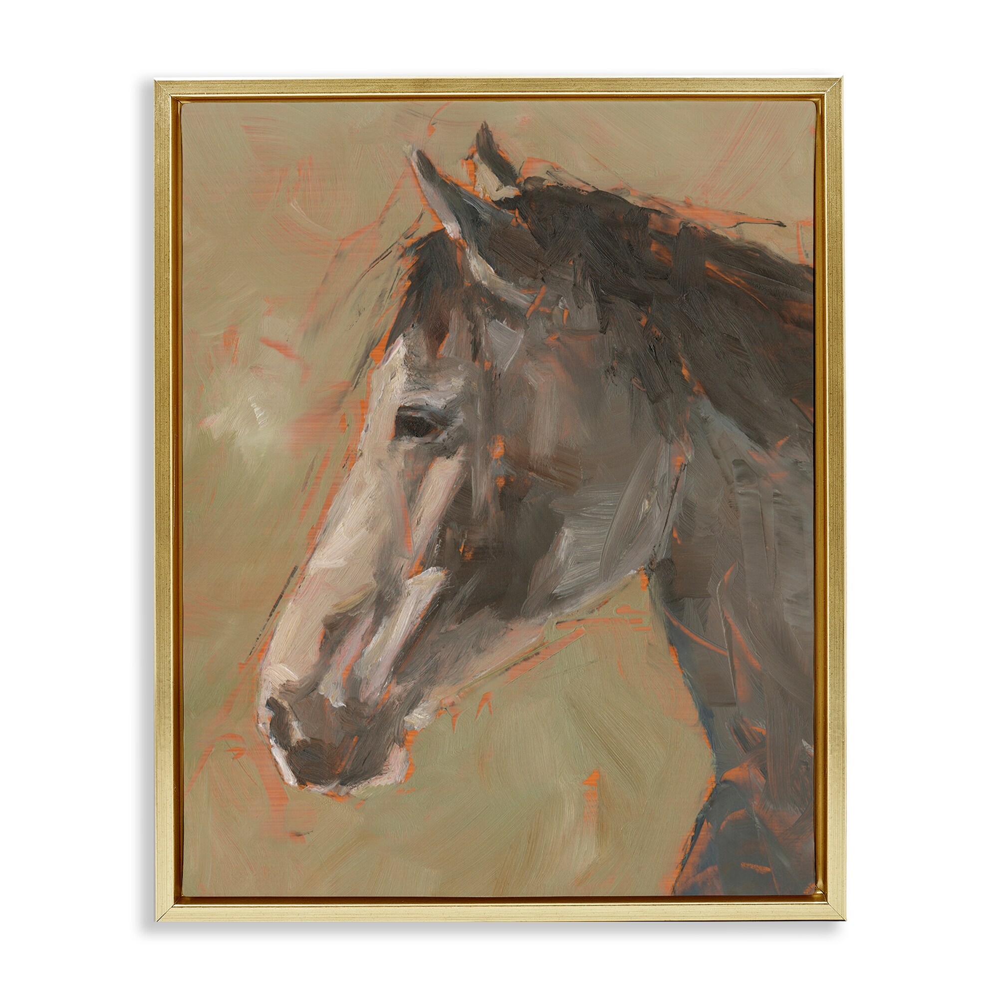 Stupell Neutral Brown Horse Framed Floater Canvas Wall Art Design By Ethan Harper