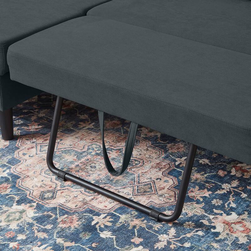 76.18" Upholstered Sleeper Pull Out Sofa Couch with Storage Chaise
