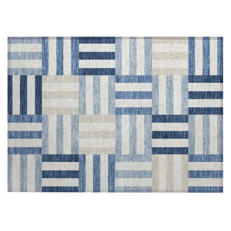Machine Washable Indoor/ Outdoor Modern Hatch Chantille Rug