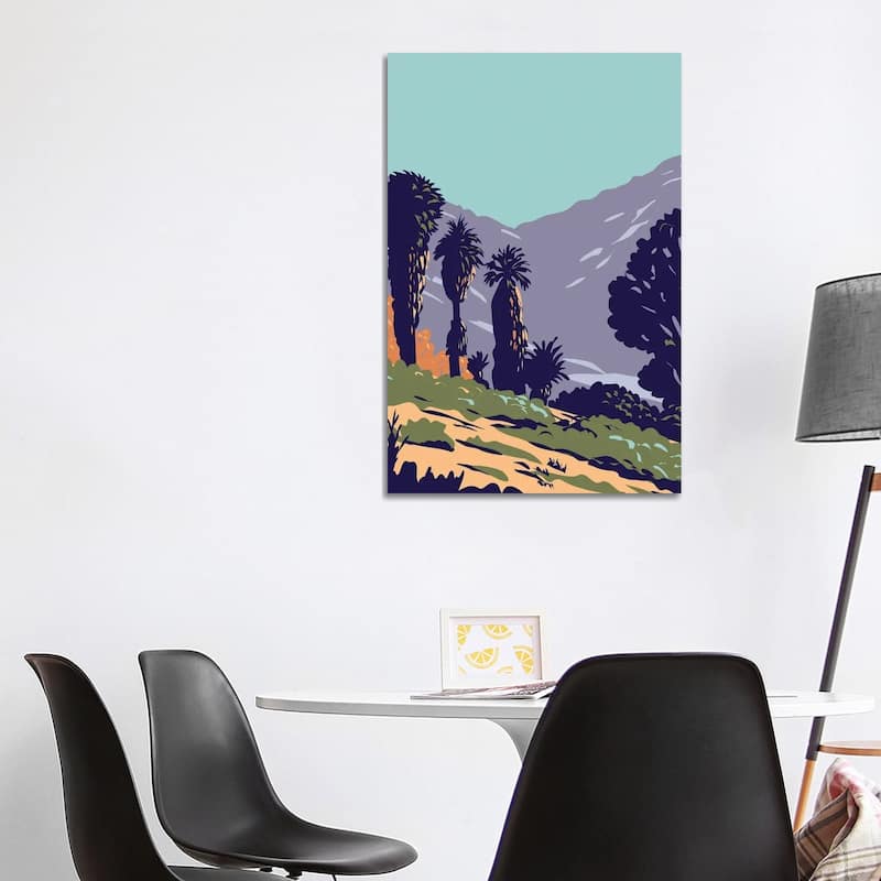 iCanvas "California Fan Palms, Cottonwood Spring Oasis, Joshua Tree National Park (WPA Poster)" by patrimonio Canvas Print - 40x26x1.5