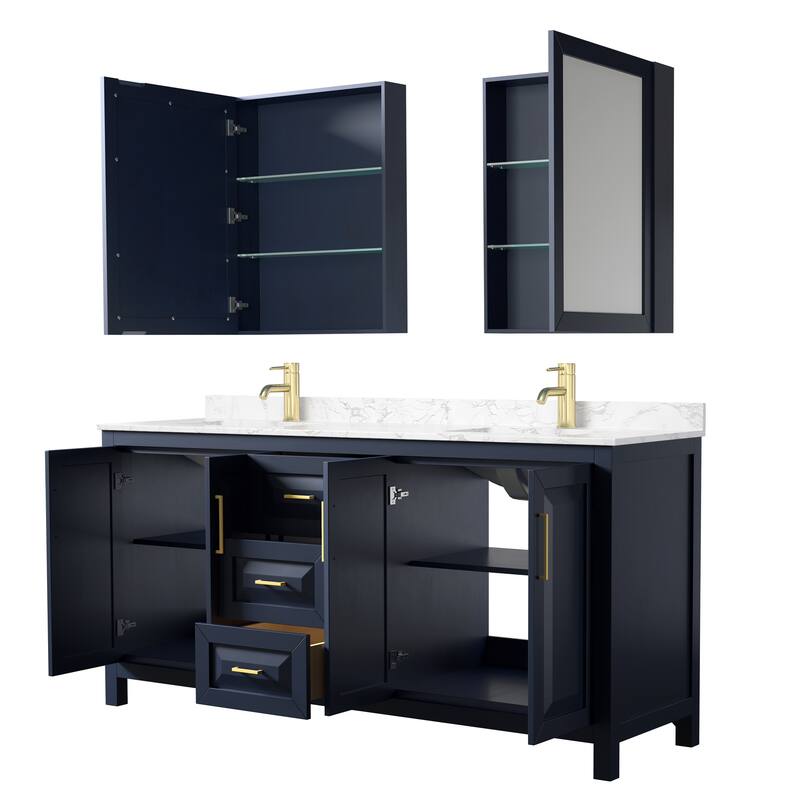 Daria 72 Inch Double Vanity, Cultured Marble Top, Medicine Cabinets