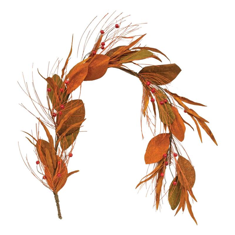 Fall Magnolia Pine & Podka Garland - Orange