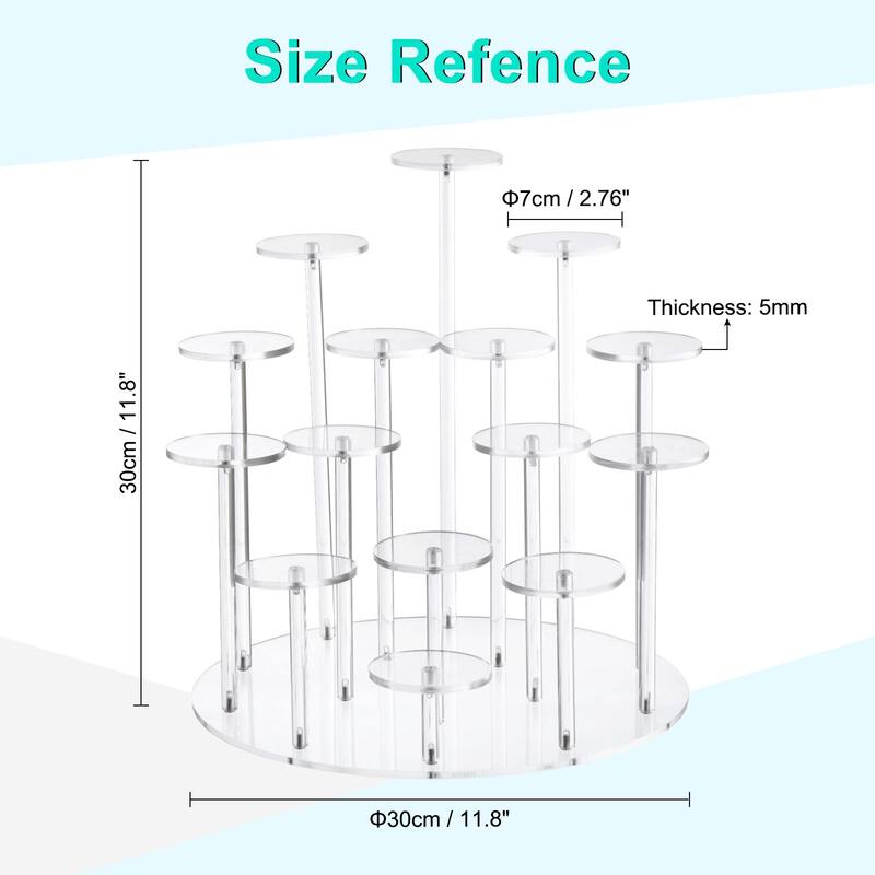 Acrylic Cupcake Stand for 15 Cupcakes Pastry Serving Platter for Birthday Party - Transparent - Transparent