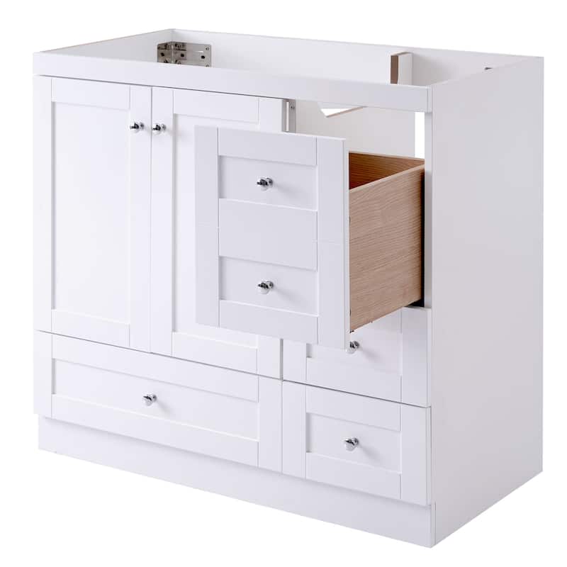 (Cabinet Only) Bathroom Storage Vanity Base with 2 Doors & 4 Drawers