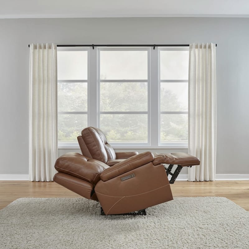 Liberty Furniture Cameron Power Recline Loveseat with Console Brown Leather - Width 81" x Depth 39" x Height 41"