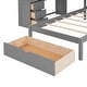 preview thumbnail 16 of 33, Full over Twin Size Solid Wood Bunk Bed with Desk, Drawers and Shelves