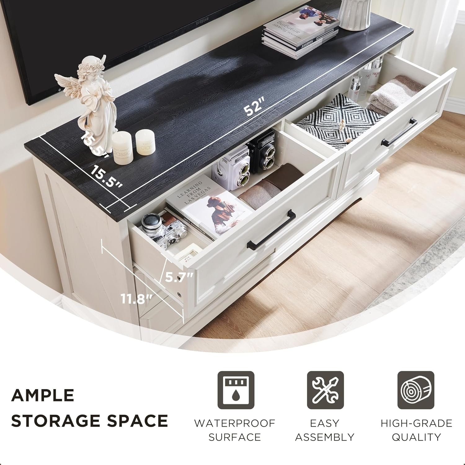 Farmhouse 6 Drawer Dresser for Bedroom, Chest of Drawers, TV Stand